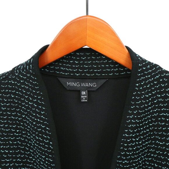 Ming Wang Lined Mint Green Black Textured Knit Jacket 0X - Picture 4 of 5